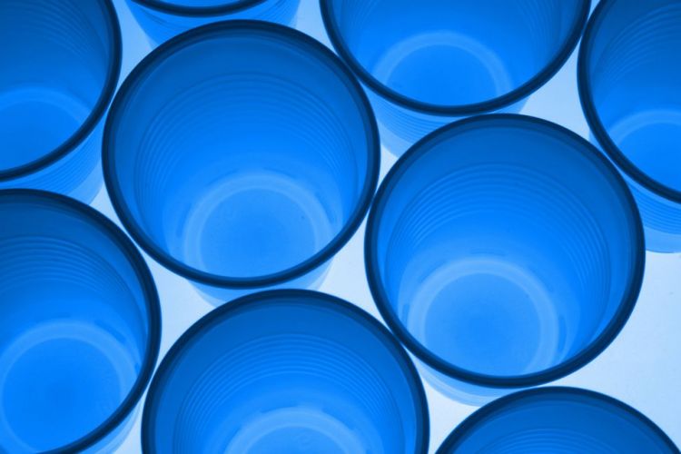 Blue Rimmed Drinking Cups